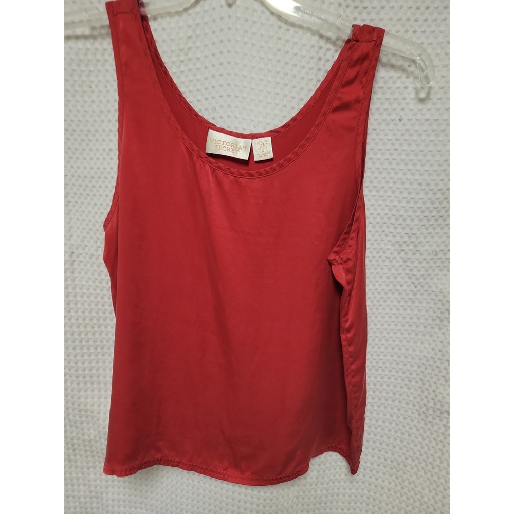 VTG 90s Y2K Victoria Secret Gold Label 100% Silk Tank Top Sz M Red Sexy Comfy